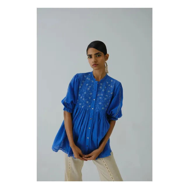 Nova Embroidered Blouse | Electric blue