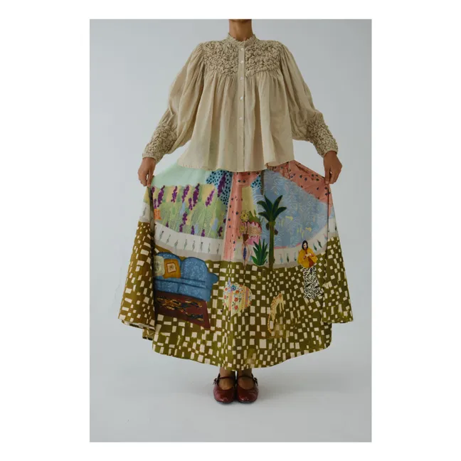 Circle Alice Satin and Cotton Skirt | Dusty Pink