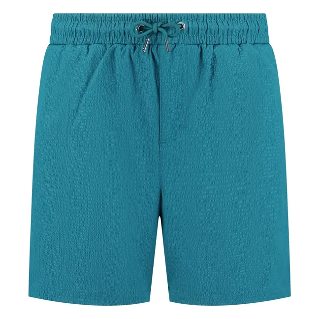 Pantaloncini da bagno in seersucker | Blu anatra