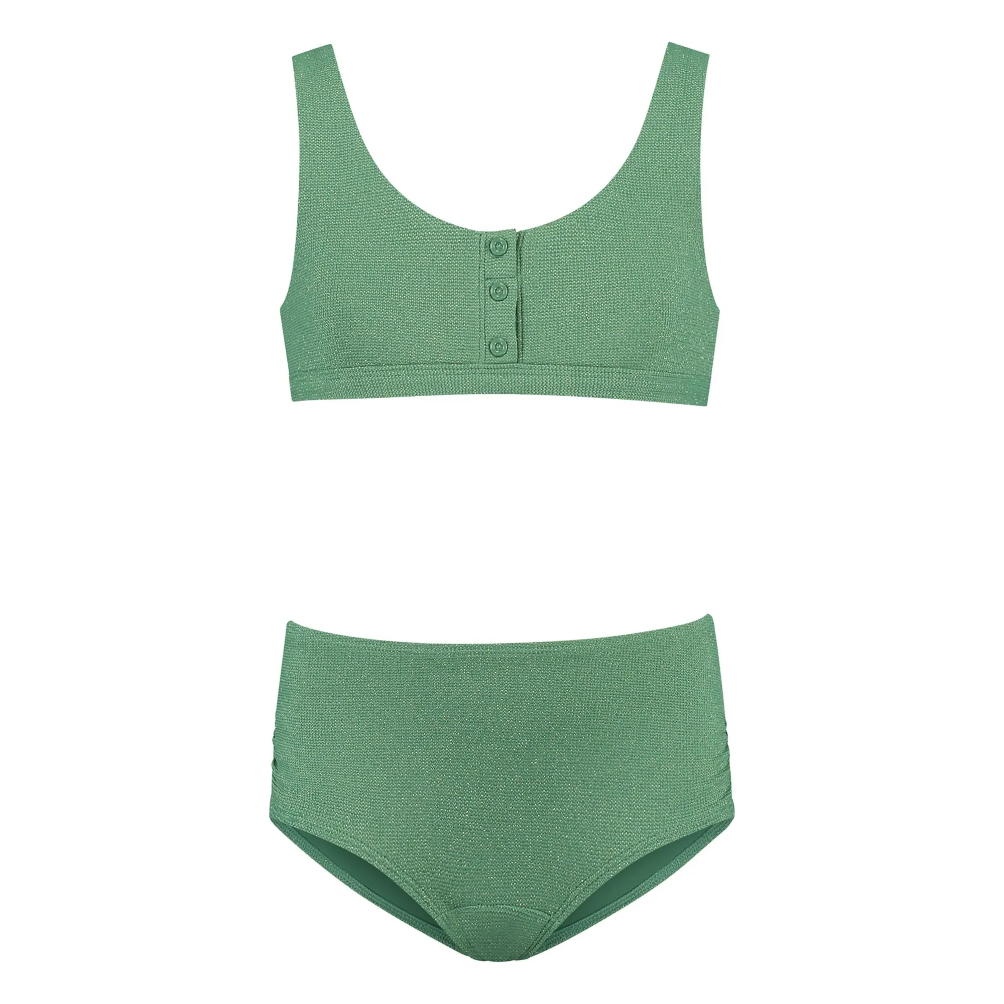 Beachlife Khaki 2 Piece Swimsuit Shimmer Lurex