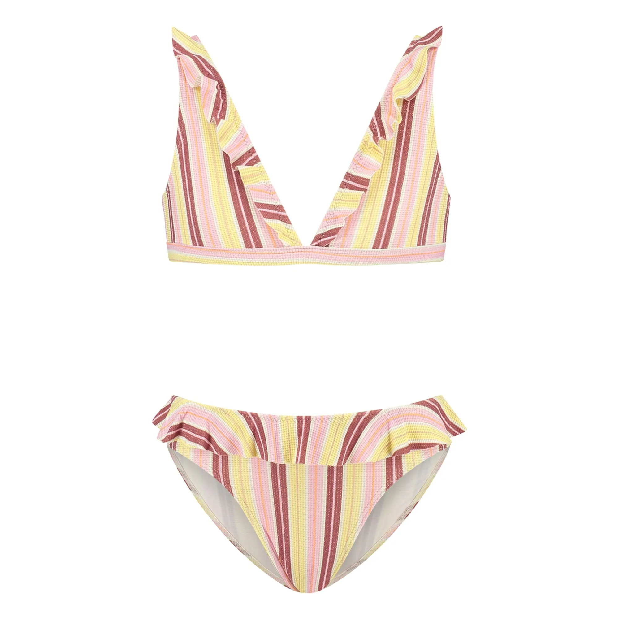 Beachlife Pale Yellow Striped Bow Swimsuit