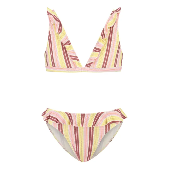 Maillot de Bain Nœud Rayé | Jaune pâle