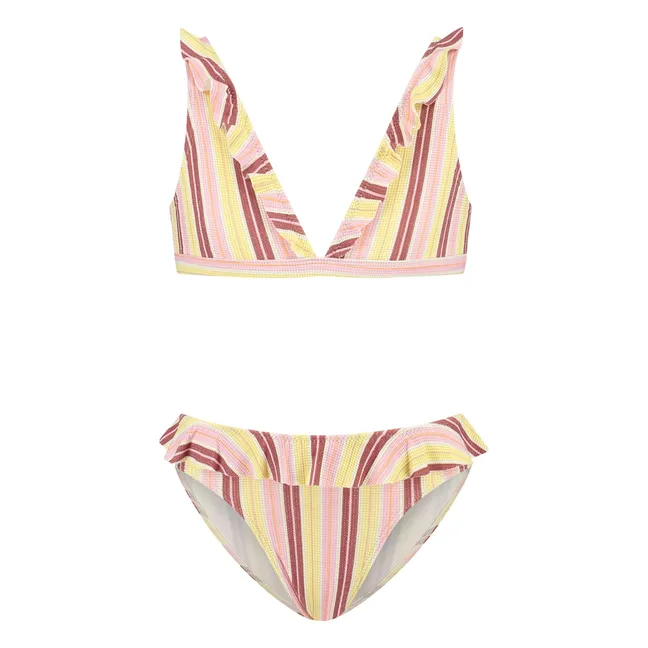 Striped Bow Swimsuit | Pale yellow