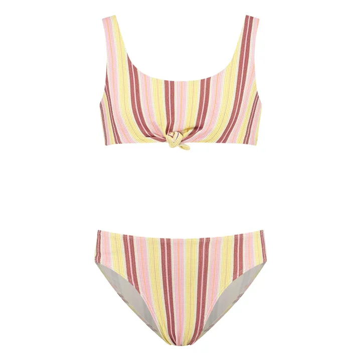 Maillot de Bain 2 Pièces Volants Rayé | Jaune pâle- Image produit n°0