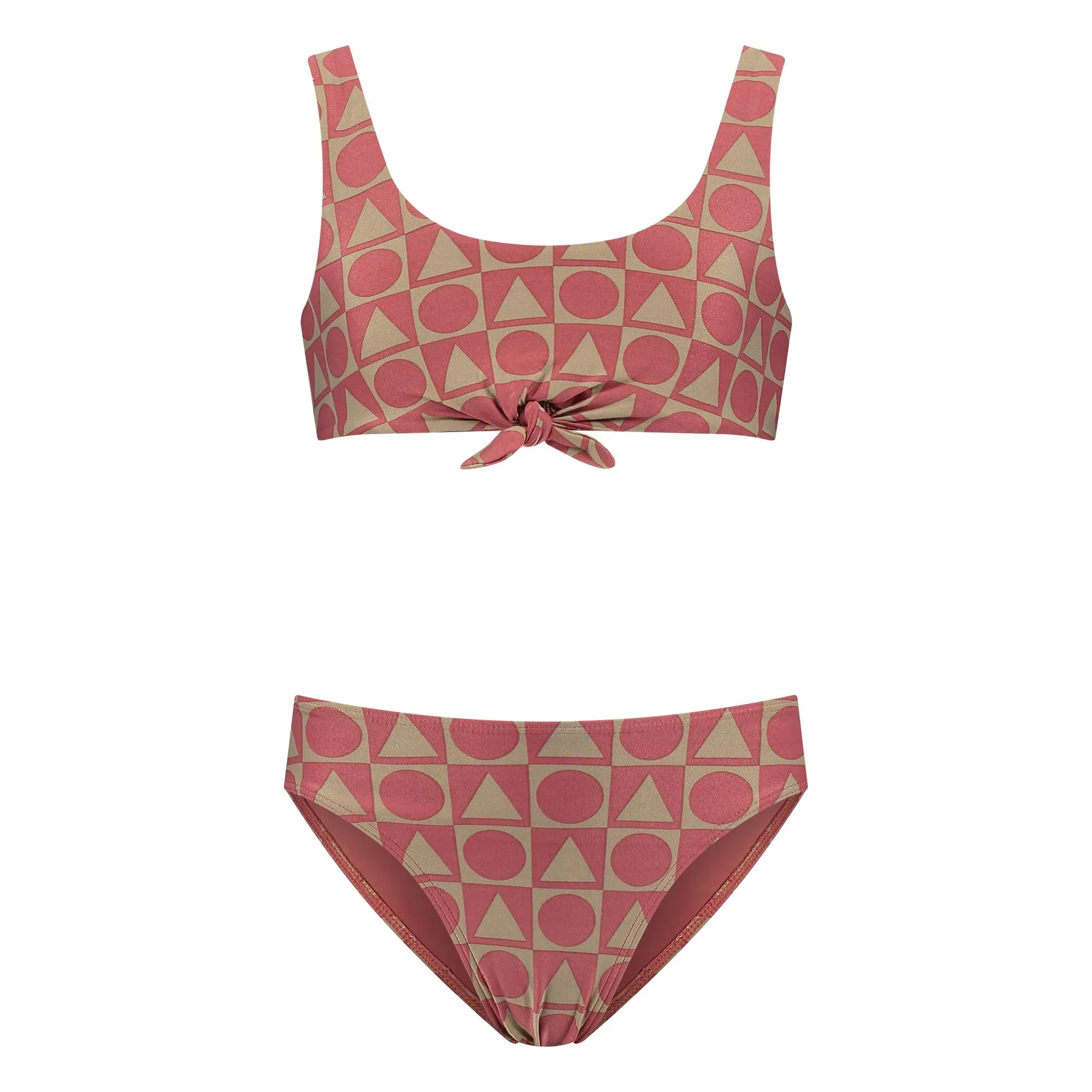 Beachlife Burgundy 2 Piece Swimsuit Knot Graphics Recycled Fibers