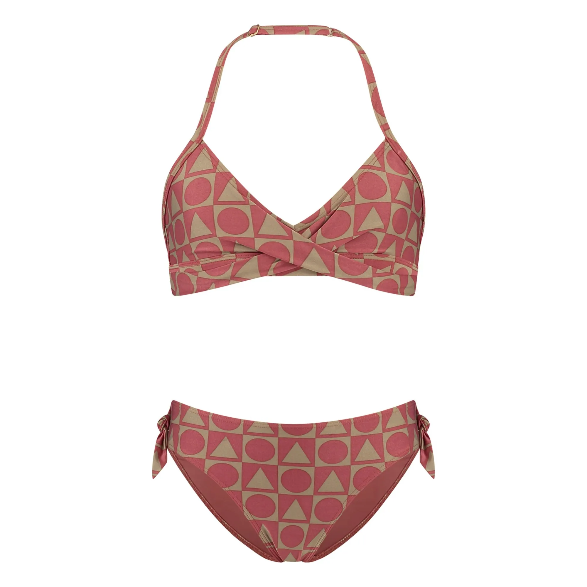 Beachlife Burgundy 2-Piece Swimsuit Graphics Recycled Fibers