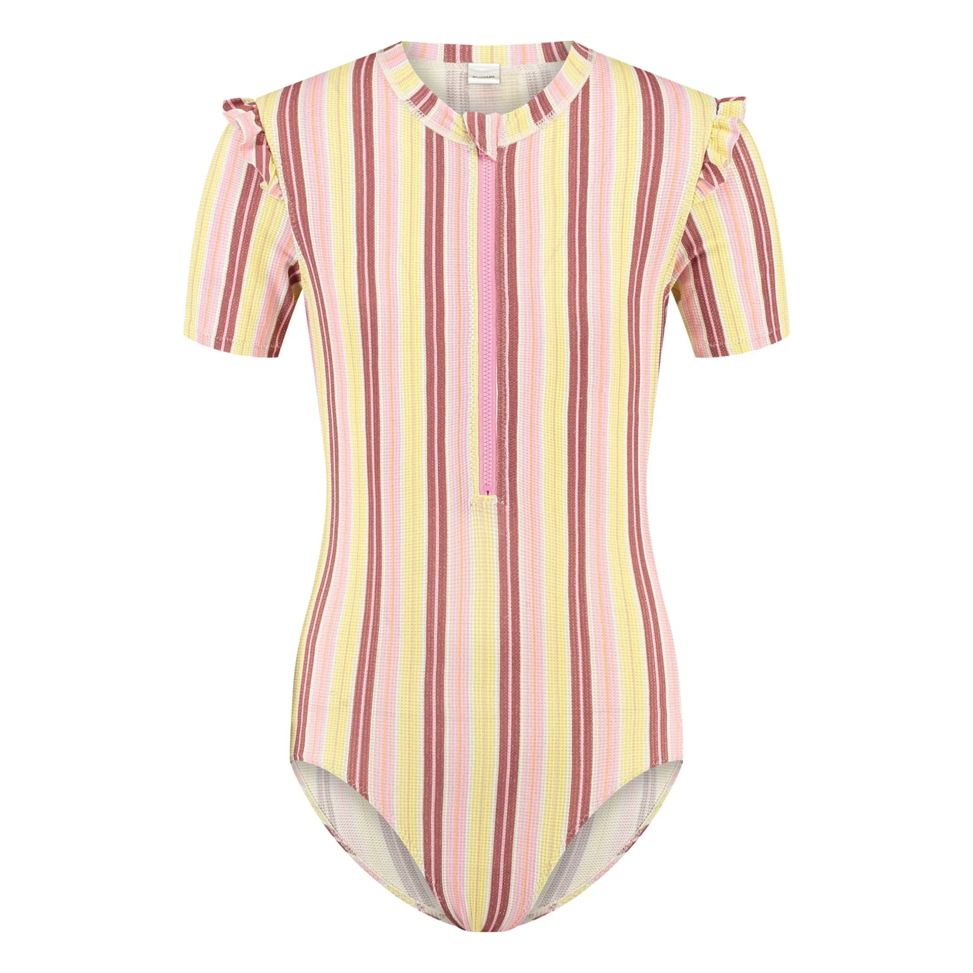 Beachlife Pale Yellow Striped Swimsuit