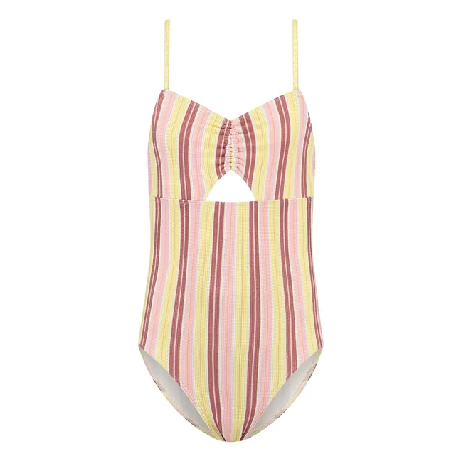 Maillot de Bain Croisé Rayé | Jaune pâle