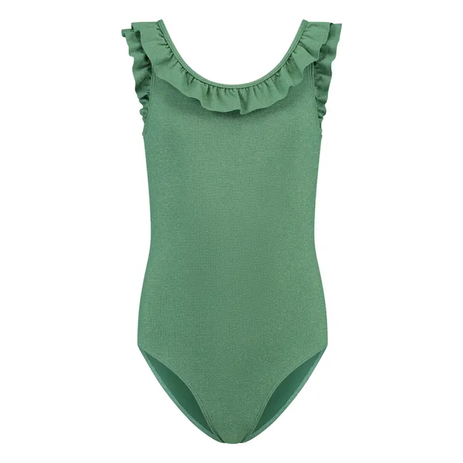 Maillot de Bain Volants Shimmer Lurex | Vert kaki