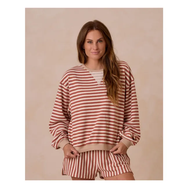 Ensemble Sweat et Short Rayure | Brique