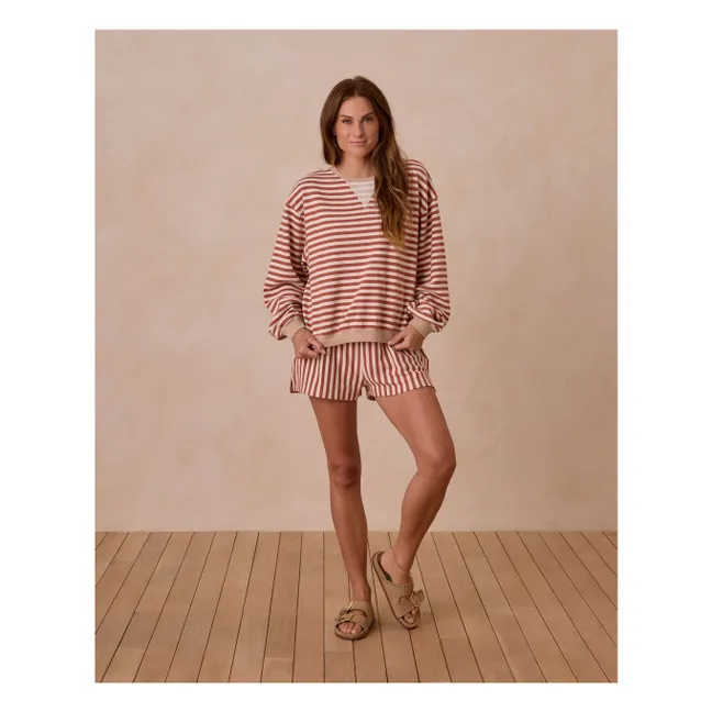 Ensemble Sweat et Short Rayure | Brique