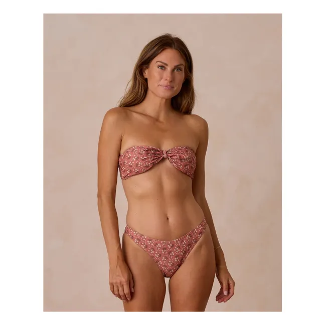 Haut de Maillot Fleuri Fibres Recyclées | Brique