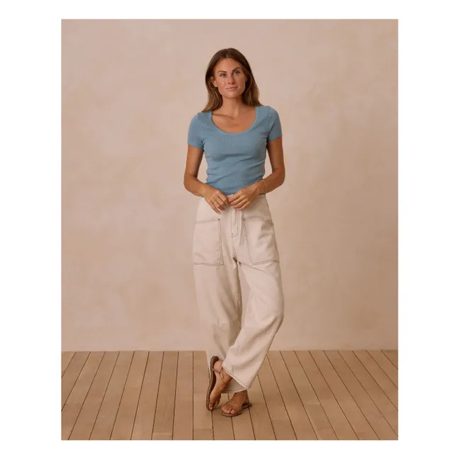 T-Shirt Pointelle | Blau