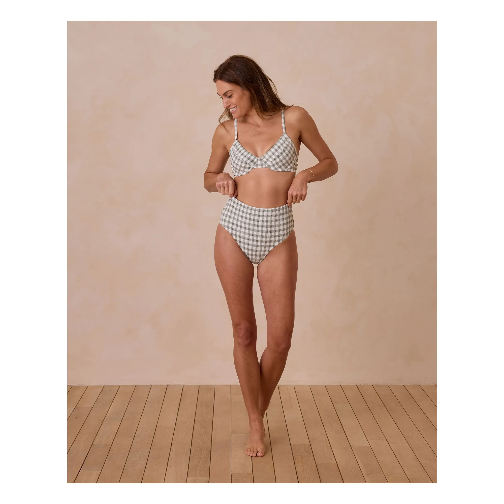 Rylee + Cru Sage Vichy Recycled Fibers Shorts