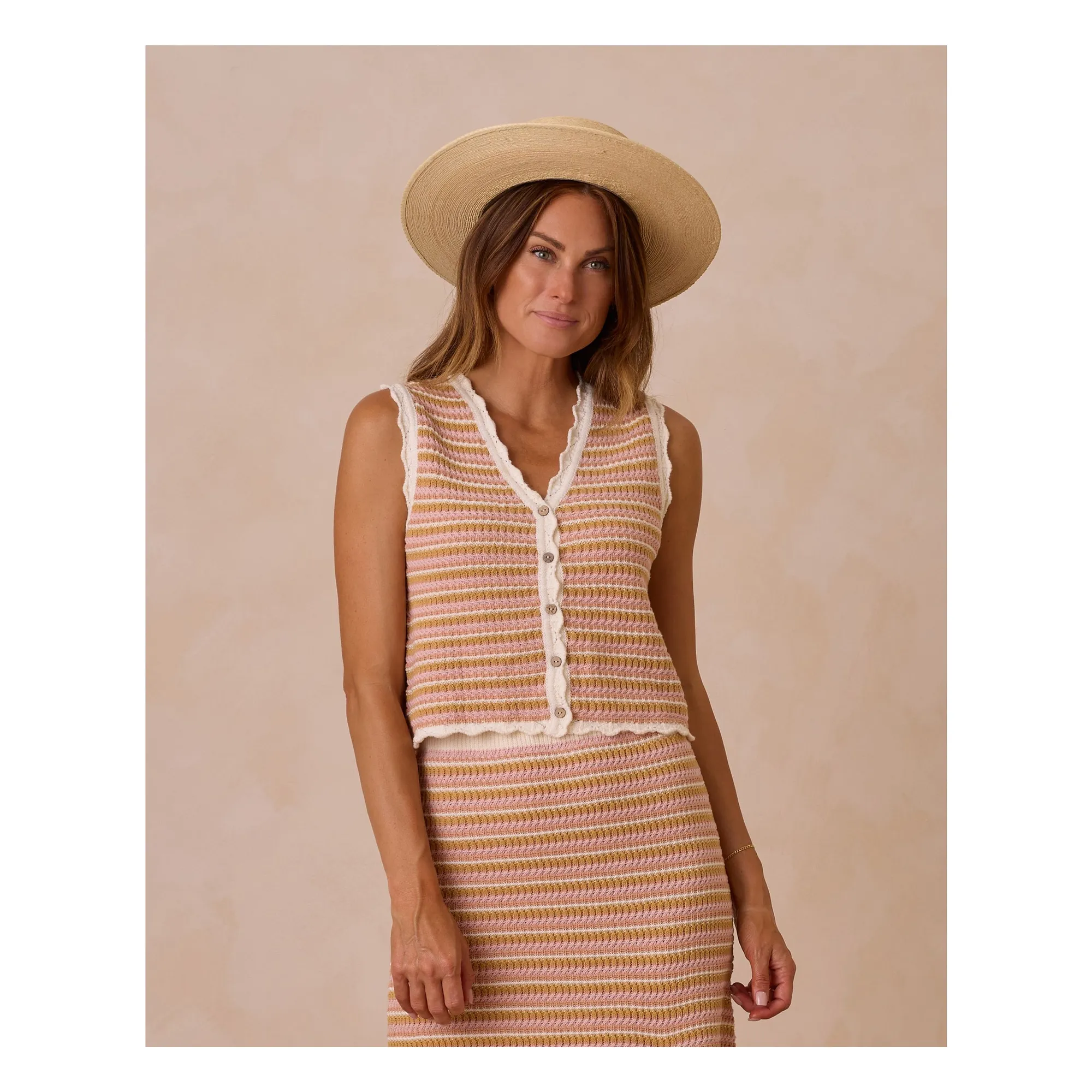 Rylee + Cru Pink Stripe Knit Vest