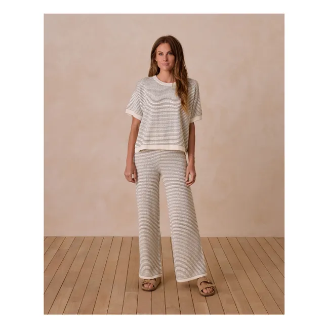 Pantalon Rayure Pointelle | Ivoire