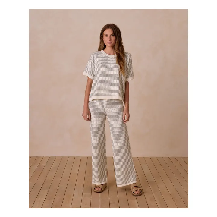 Pantalones de rayas Pointelle | Marfil- Imagen del producto n°0