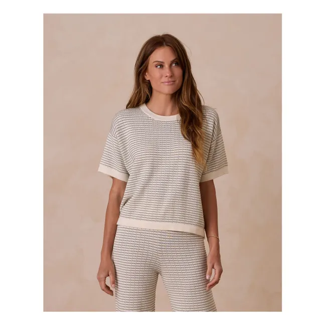 Pointelle Stripe T-shirt | Ivory