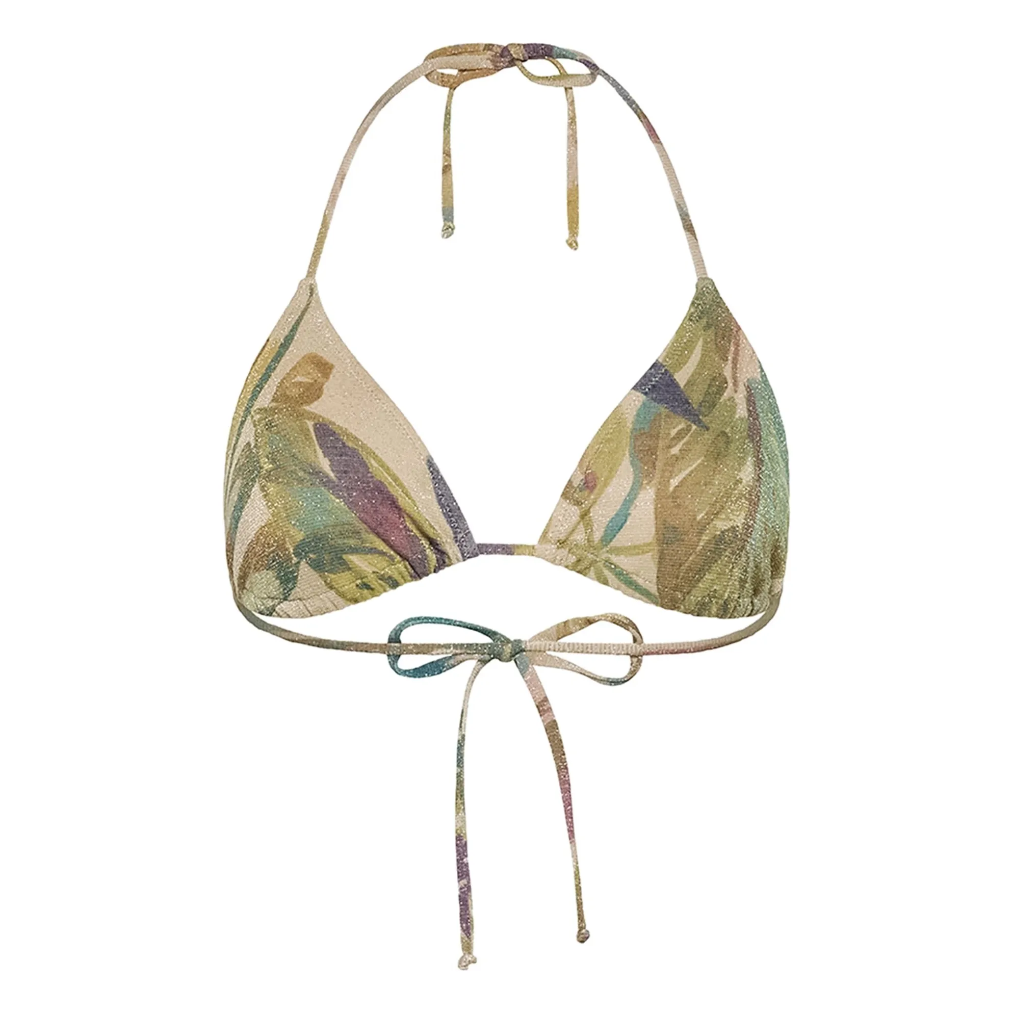 Momoni Blue Navy Printed Metallic Swimsuit Top