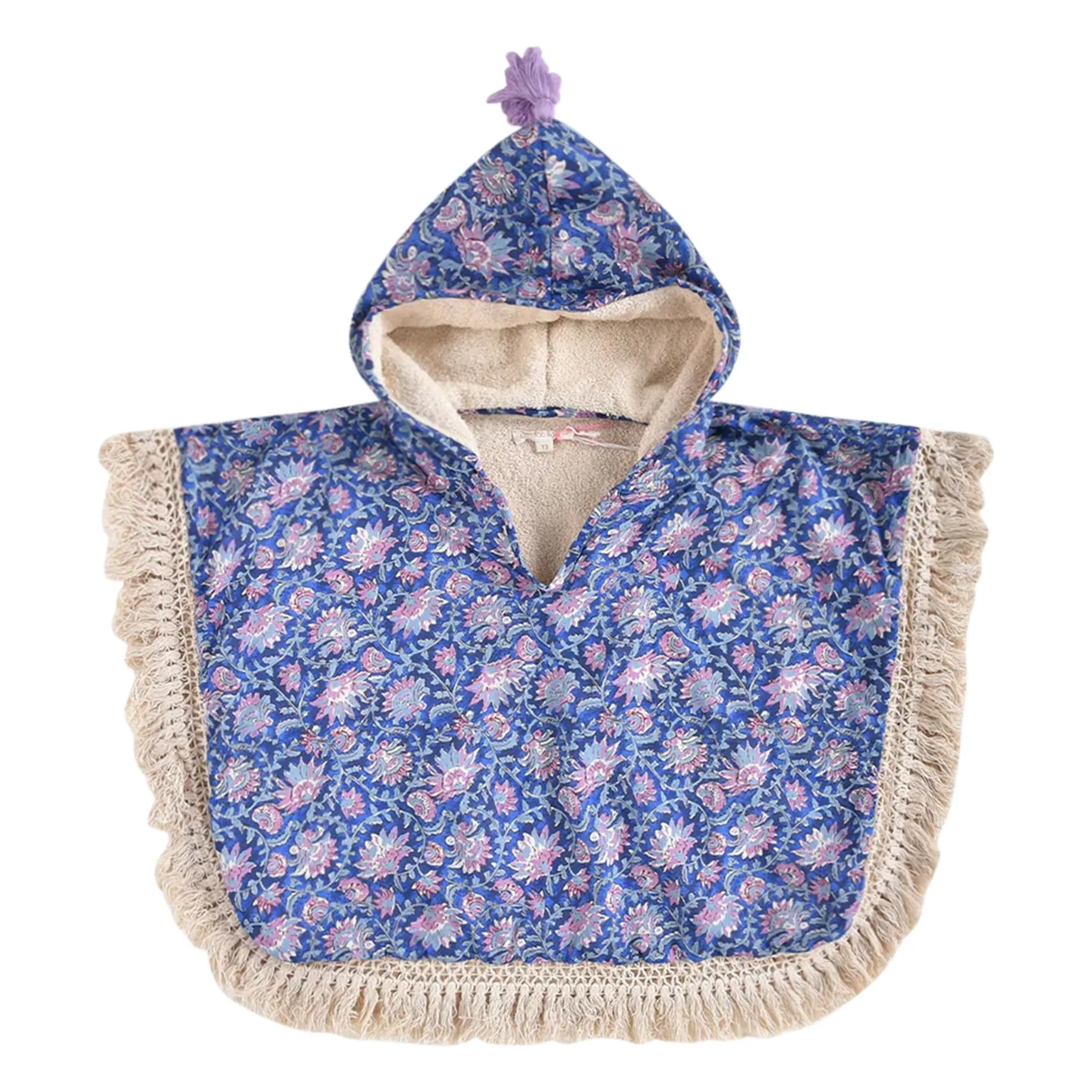 Louise Misha Dark Blue Mael Bath Poncho In Organic Cotton