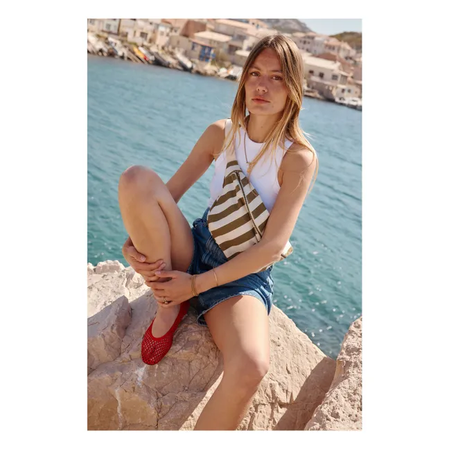 Sac banane rayé | Olive