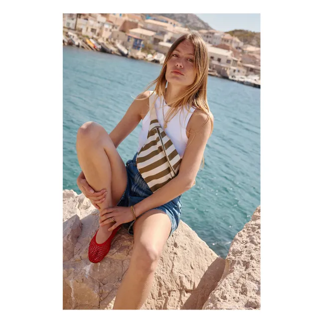 Striped fanny pack | Olive