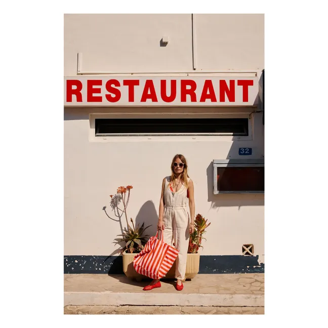 Borsa shopping Elisa a righe | Rosa Pallido