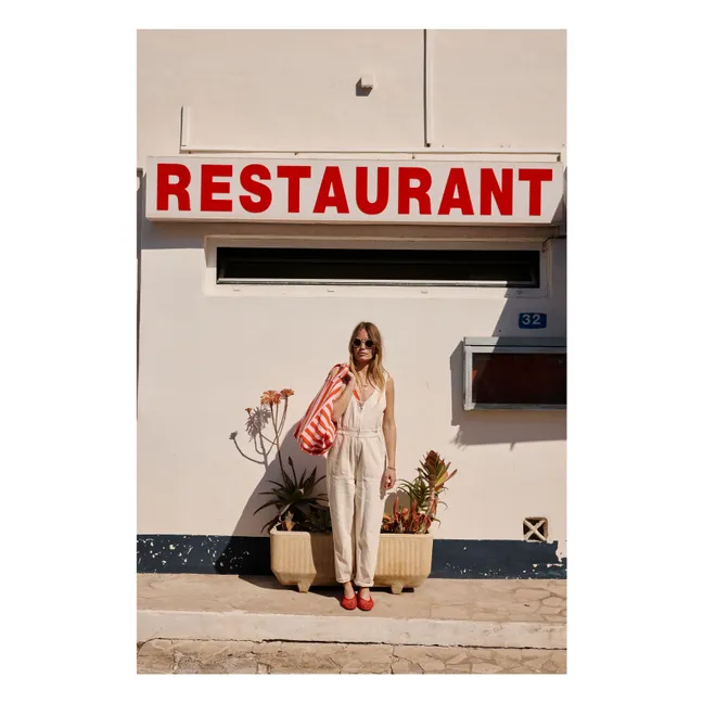 Borsa shopping Elisa a righe | Rosa Pallido