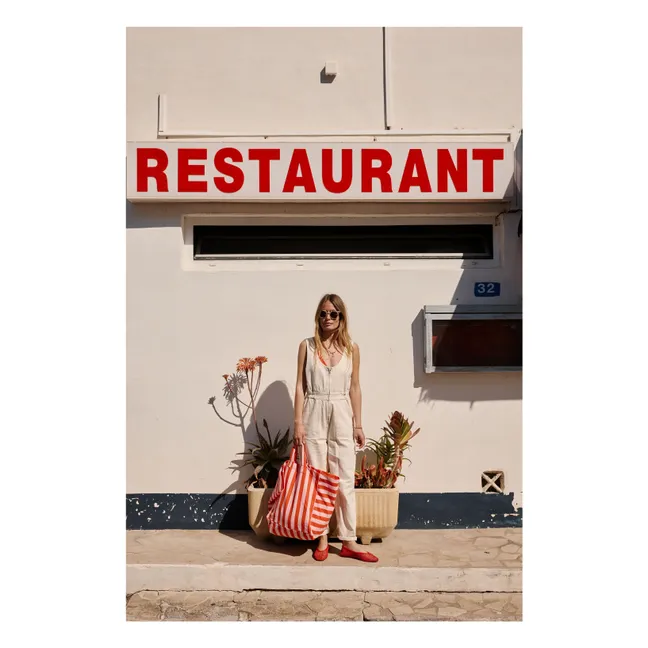Borsa shopping Elisa a righe | Rosa Pallido