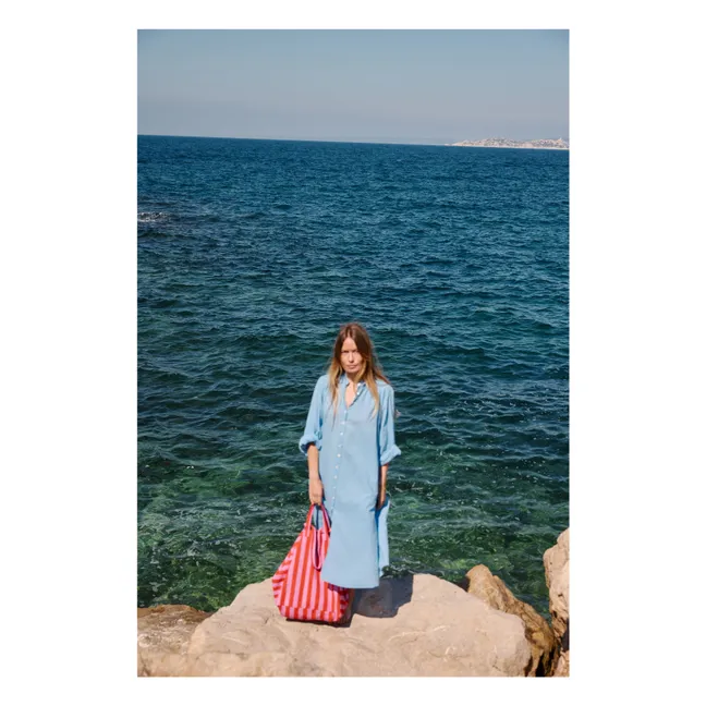 Borsa shopping Elisa a righe | Rosso