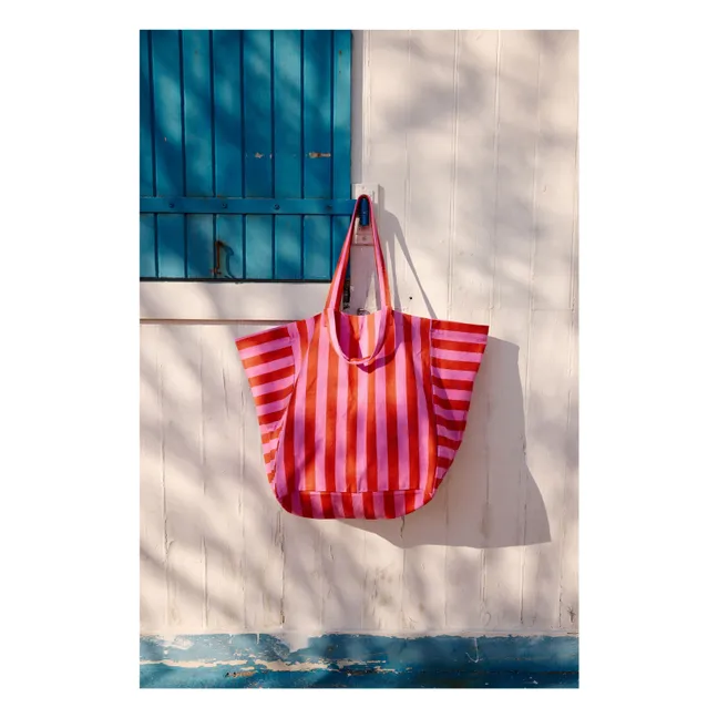 Borsa shopping Elisa a righe | Rosso