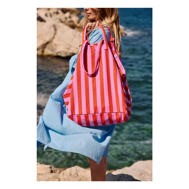Borsa shopping Elisa a righe | Rosso