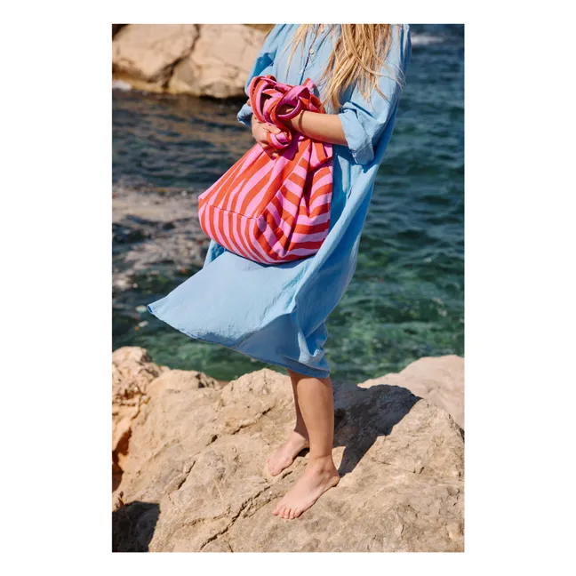 Borsa shopping Elisa a righe | Rosso