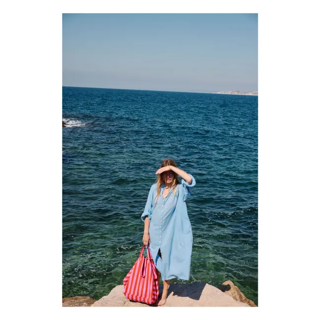 Borsa shopping Elisa a righe | Rosso