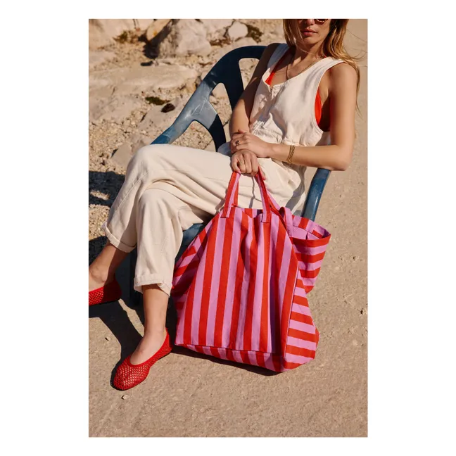 Borsa shopping Elisa a righe | Rosso