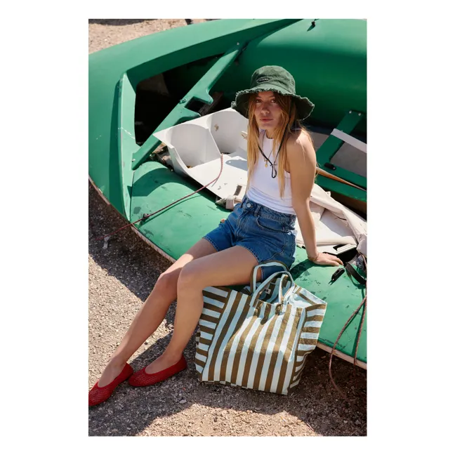 Borsa shopping Elisa a righe | Olive