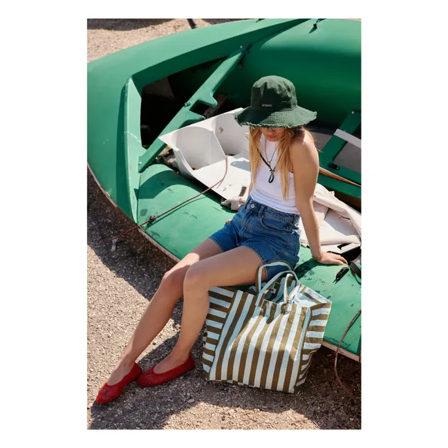 Borsa shopping Elisa a righe | Olive