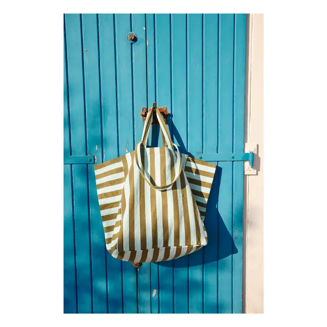 Elisa striped tote bag | Olive