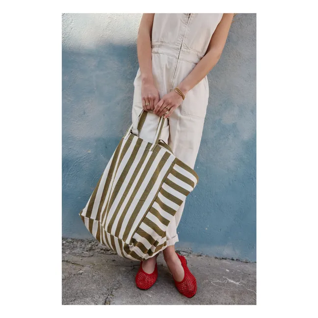 Borsa shopping Elisa a righe | Olive