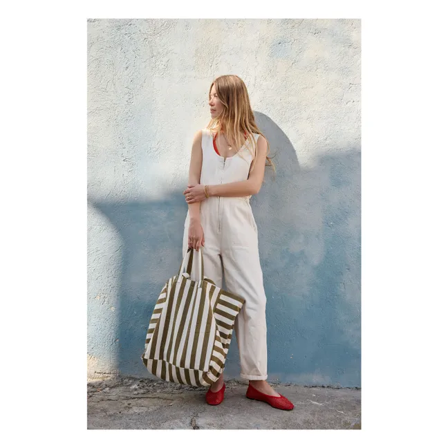 Borsa shopping Elisa a righe | Olive