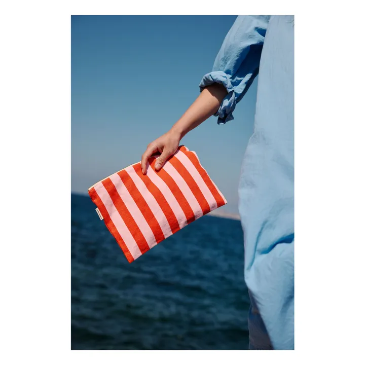 Bolso de mano a rayas Lili | Rojo- Imagen del producto n°1