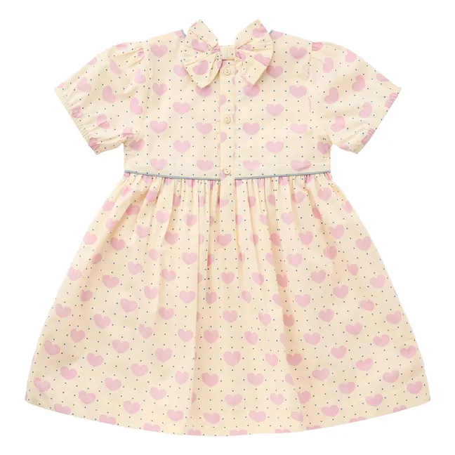 Vestido Dots Hearts de algodón orgánico | Rosa Pálido