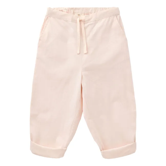 Organic Cotton Poplin Adjustable Waist Pants | Pale Pink
