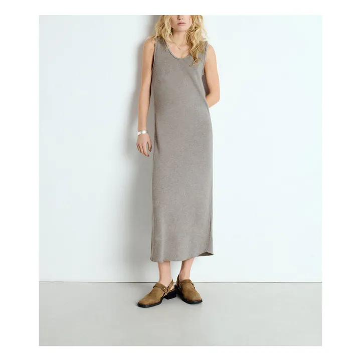 Vestido largo con cuello en U Sonoma | Gris Jaspeado- Imagen del producto n°1