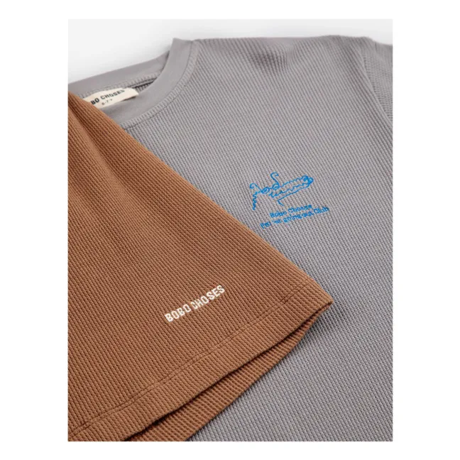 Set di maglietta e pantaloncini in cotone organico Reading Crocodile | Marrone