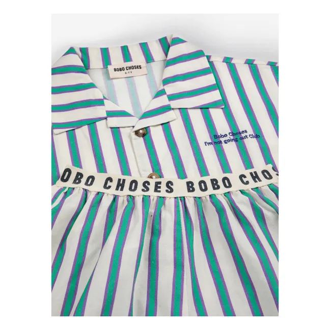 Set di camicia e pantaloncini in cotone biologico a righe | Verde
