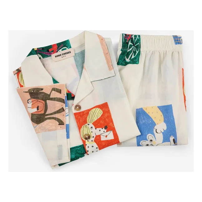 Joy Story - Set camicia e pantaloncini in cotone biologico | Ecru