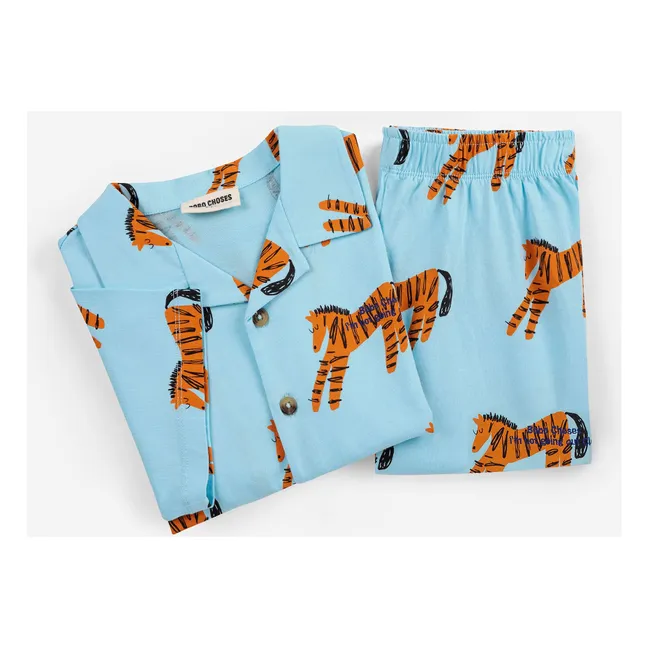 Set camicia e pantaloncini Zebra in cotone biologico | Azzurro