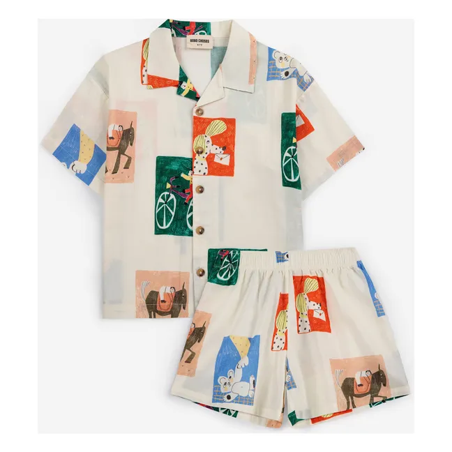 Joy Story - Set camicia e pantaloncini in cotone biologico | Ecru