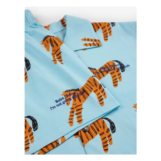 Set camicia e pantaloncini Zebra in cotone biologico | Azzurro